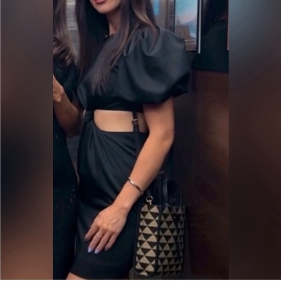 Zara Black Mini Dress with Cut-Out Design - Picture 2 of 10